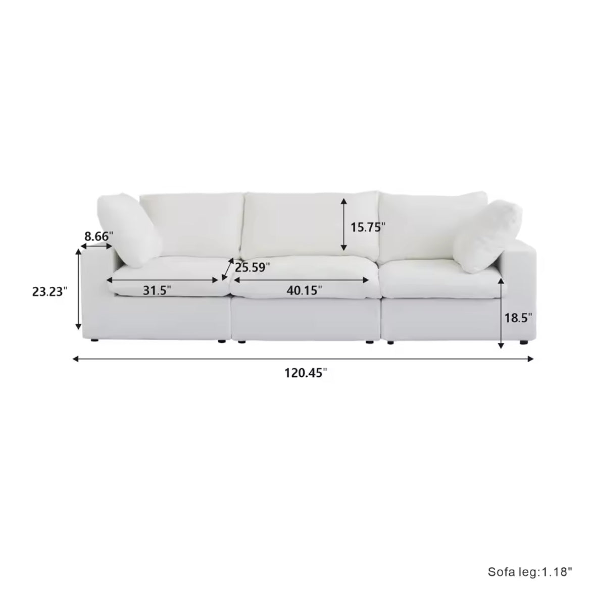 Compression Sofa - Italian minimalism Italian Modern Modular Sofa Floor White Cloud Couch Cotton Linen Fabric Sectional Furniture Sofa Set