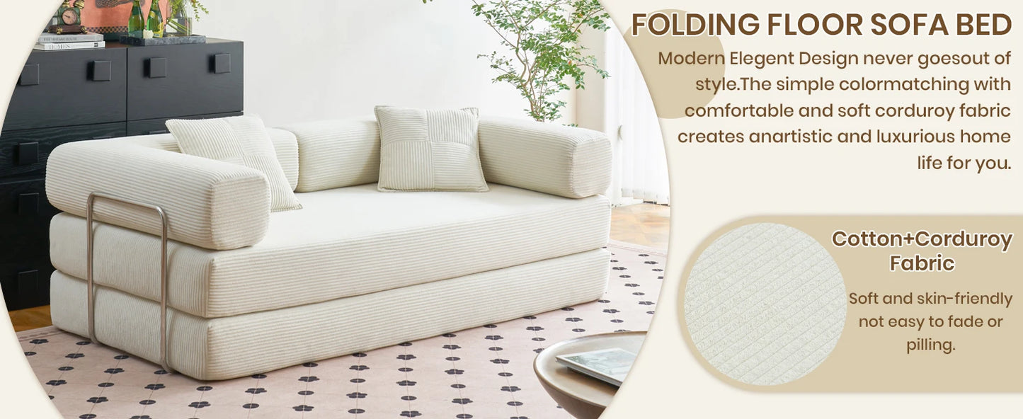 Compression Sofa - Italian minimalism European Retro High-end Corduroy Living Room Compression Sofa Bed Foldable and Customization Compressed Sofa Bedroom Living Room Sectional Couch Modular Sofa Luxury Sofa Set