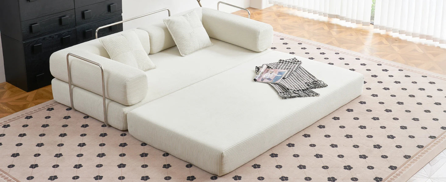 Compression Sofa - Italian minimalism European Retro High-end Corduroy Living Room Compression Sofa Bed Foldable and Customization Compressed Sofa Bedroom Living Room Sectional Couch Modular Sofa Luxury Sofa Set