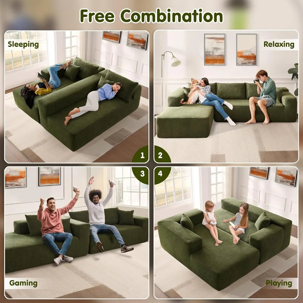 Compression Sofa - Italian minimalism Modular Sectional Sofa Couch Compression Packing Sofa L-Shape Modular Sectional Sofa With Chaise No Assembly Required L-Shaped Sectional Sofa Set with Flexible Configuration living room 3 Seater sofe