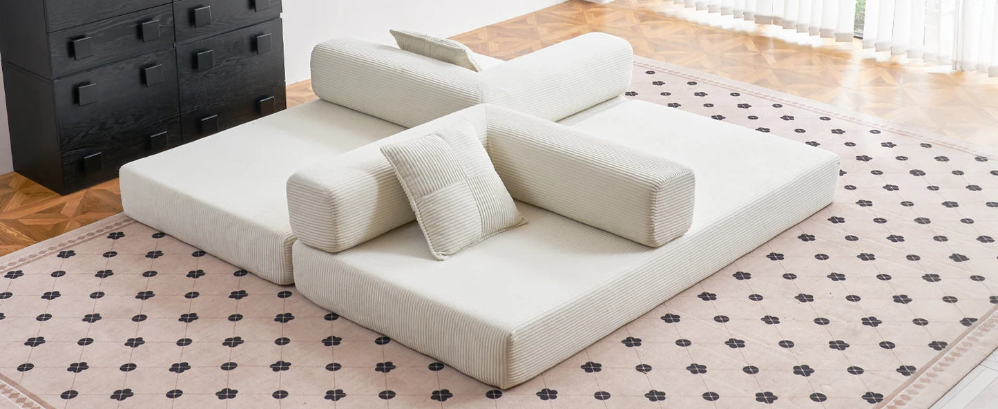 Compression Sofa - Italian minimalism European Retro High-end Corduroy Living Room Compression Sofa Bed Foldable and Customization Compressed Sofa Bedroom Living Room Sectional Couch Modular Sofa Luxury Sofa Set