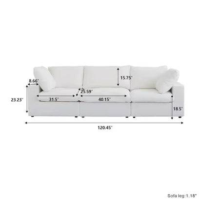 Compression Sofa - Italian minimalism Italian Modern Modular Sofa Floor White Cloud Couch Cotton Linen Fabric Sectional Furniture Sofa Set