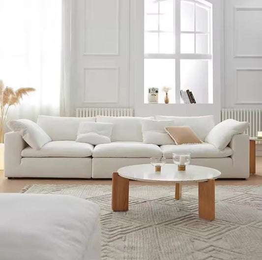 Compression Sofa - Italian minimalism Italian Modern Modular Sofa Floor White Cloud Couch Cotton Linen Fabric Sectional Furniture Sofa Set