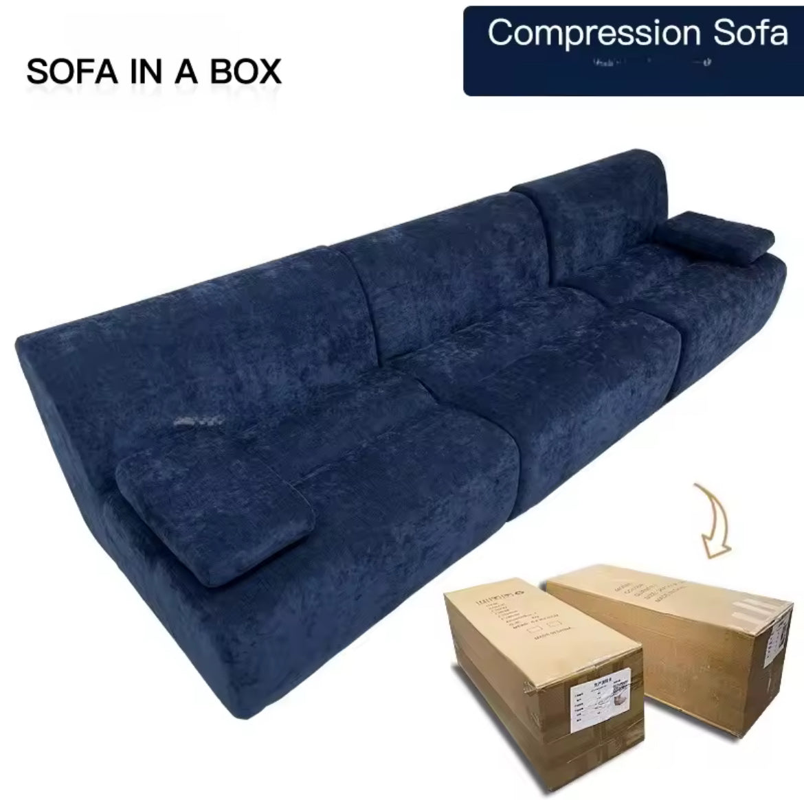 Compression Sofa - Luxury Vacuum Compressed Sofa Set with High Density Sponge Sectional for Comfortable Home Living