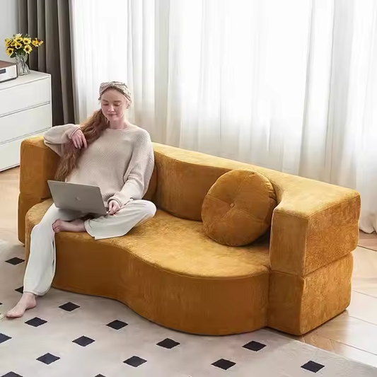 Compression Sofa - Modern Minimalist Foldable Sofa Vacuum Compression Curved Shaped Removable Washable Lazy Sofa for Small Apartment with Vacuum Compression Sofa Bed
