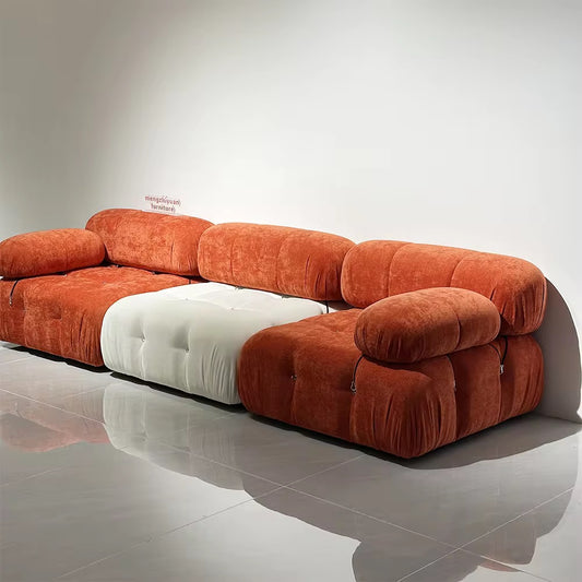 Compression Sofa - Italian minimalism Italian Living Room Sofas Compressed Boneless Small Sofa L Shaped Minimalist Modular Sectional Sofas Modern Velvet Convertible Couches 3 Seats Living Room Sofa Sets for Office Apartment